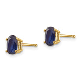 14k 6x4 Oval September/Sapphire Post Earrings
