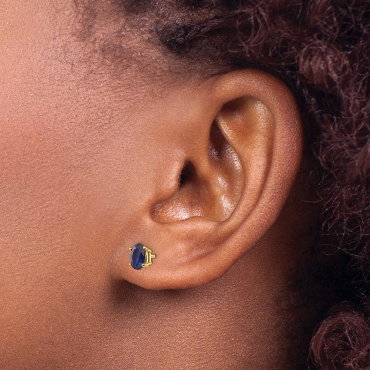 14k 6x4 Oval September/Sapphire Post Earrings 14k 6x4 Oval September/Sapphire Post Earrings