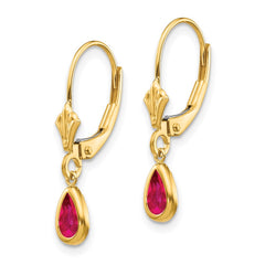 14k 6x4mm Pear Bezel July/Ruby Leverback Earrings 14k 6x4mm Pear Bezel July/Ruby Leverback Earrings