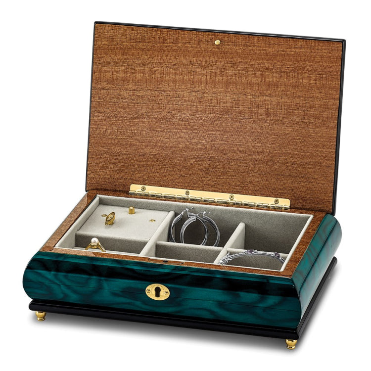 Luxury Giftware Green Walnut Burl Veneer with Mother of Pearl Inlay Locking Wooden (Plays Waltz of the Flowers) Music Box with Velveteen Lining Luxury Giftware Green Walnut Burl Veneer with Mother of Pearl Inlay Locking Wooden (Plays Waltz of the Flowers) Music Box with Velveteen Lining