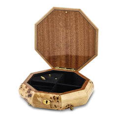 Luxury Giftware Walnut Burl Veneer with Scrolled Inlay Octagonal Locking Wooden (Plays Waltz of the Flowers) Music Box with Velveteen Lining Luxury Giftware Walnut Burl Veneer with Scrolled Inlay Octagonal Locking Wooden (Plays Waltz of the Flowers) Music Box with Velveteen Lining