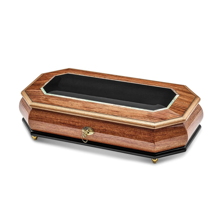 Luxury Giftware by Jere Bubinga Veneer with Black and Mother of Pearl Inlay Octagonal Locking Wooden (Plays Greensleeves) Music Box with Velveteen Lining Luxury Giftware by Jere Bubinga Veneer with Black and Mother of Pearl Inlay Octagonal Locking Wooden (Plays Greensleeves) Music Box with Velveteen Lining