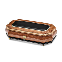 Luxury Giftware by Jere Bubinga Veneer with Black and Mother of Pearl Inlay Octagonal Locking Wooden (Plays Greensleeves) Music Box with Velveteen Lining Luxury Giftware by Jere Bubinga Veneer with Black and Mother of Pearl Inlay Octagonal Locking Wooden (Plays Greensleeves) Music Box with Velveteen Lining