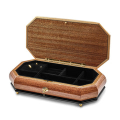 Luxury Giftware by Jere Bubinga Veneer with Black and Mother of Pearl Inlay Octagonal Locking Wooden (Plays Greensleeves) Music Box with Velveteen Lining Luxury Giftware by Jere Bubinga Veneer with Black and Mother of Pearl Inlay Octagonal Locking Wooden (Plays Greensleeves) Music Box with Velveteen Lining