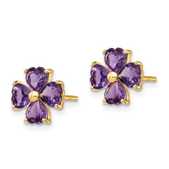 14k Heart-shaped Amethyst Flower Post Earrings 14k Heart-shaped Amethyst Flower Post Earrings