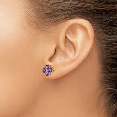 14k Heart-shaped Amethyst Flower Post Earrings 14k Heart-shaped Amethyst Flower Post Earrings