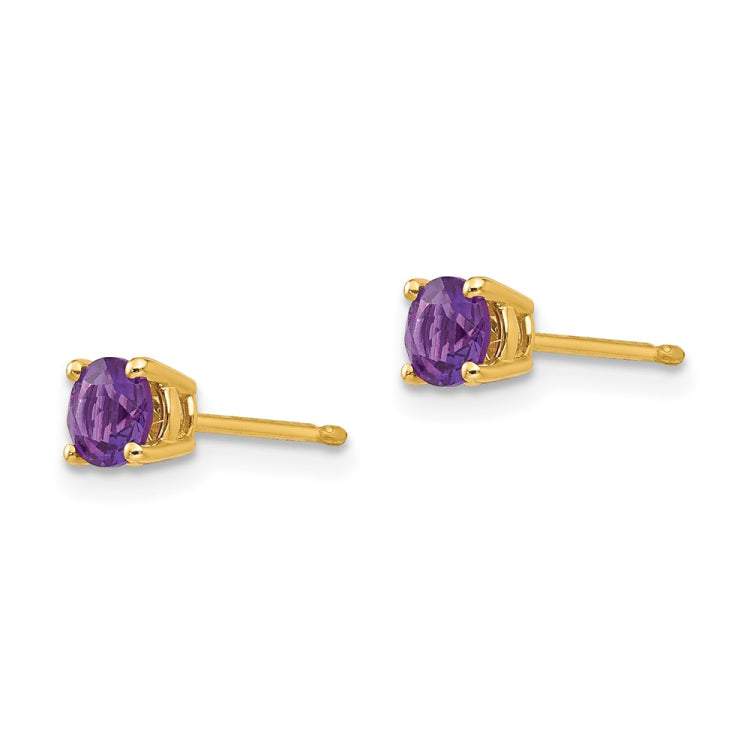 14k 4mm Round Amethyst Post Earrings 14k 4mm Round Amethyst Post Earrings