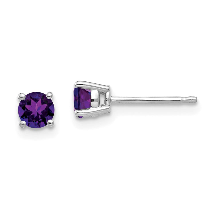 14k White Gold 4mm Round Amethyst Post Earrings 14k White Gold 4mm Round Amethyst Post Earrings