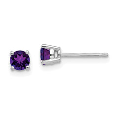 14k White Gold 4mm Round Amethyst Post Earrings 14k White Gold 4mm Round Amethyst Post Earrings