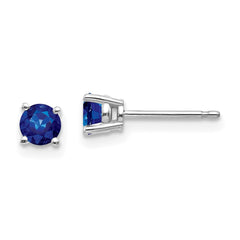 14k White Gold 4mm Round Sapphire Post Earrings 14k White Gold 4mm Round Sapphire Post Earrings