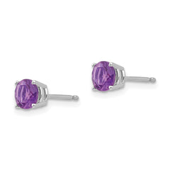 14k White Gold 5mm Round Amethyst Post Earrings 14k White Gold 5mm Round Amethyst Post Earrings
