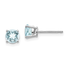 14k White Gold 5mm Round Aquamarine Post Earrings 14k White Gold 5mm Round Aquamarine Post Earrings