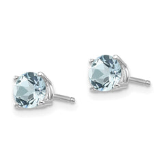14k White Gold 5mm Round Aquamarine Post Earrings 14k White Gold 5mm Round Aquamarine Post Earrings