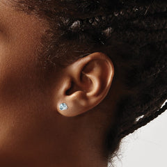 14k White Gold 5mm Round Aquamarine Post Earrings 14k White Gold 5mm Round Aquamarine Post Earrings