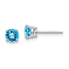 14k White Gold 5mm Round Blue Topaz Post Earrings 14k White Gold 5mm Round Blue Topaz Post Earrings