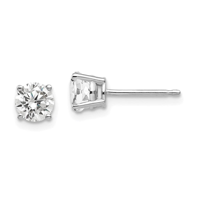 14k White Gold 5mm Round Cubic Zirconia Post Earrings 14k White Gold 5mm Round Cubic Zirconia Post Earrings