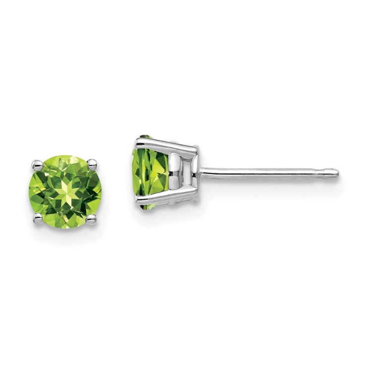 14k White Gold 5mm Round Peridot Post Earrings 14k White Gold 5mm Round Peridot Post Earrings