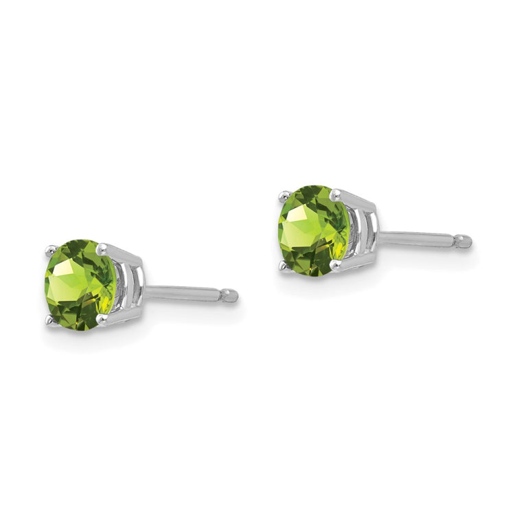 14k White Gold 5mm Round Peridot Post Earrings 14k White Gold 5mm Round Peridot Post Earrings