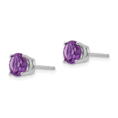 14k White Gold 6mm Round Amethyst Post Earrings 14k White Gold 6mm Round Amethyst Post Earrings