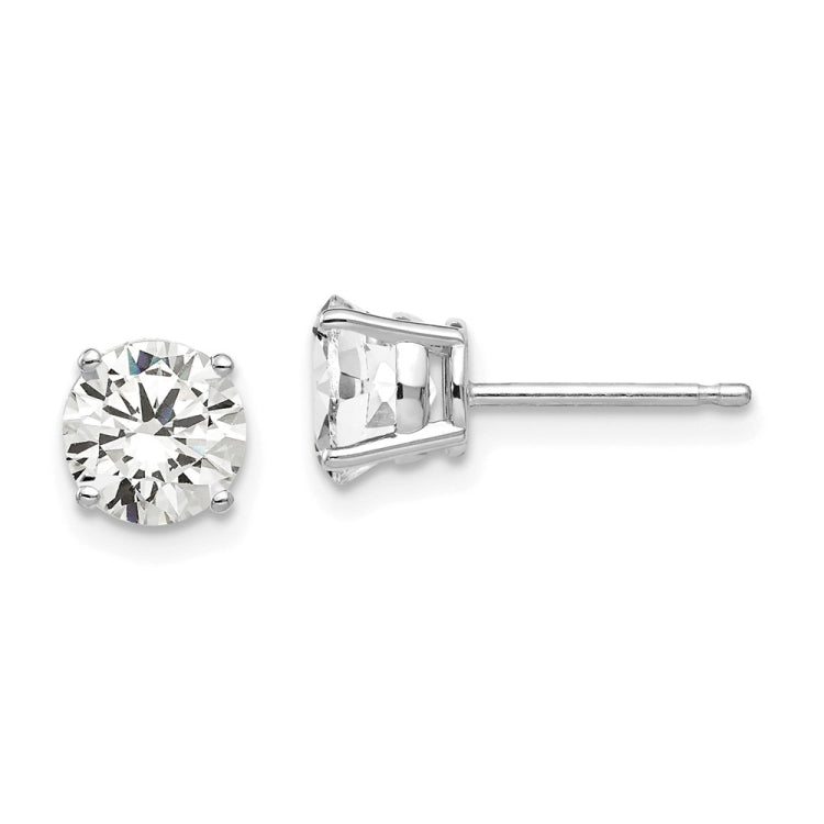 14k White Gold 6mm Round Cubic Zirconia Post Earrings 14k White Gold 6mm Round Cubic Zirconia Post Earrings