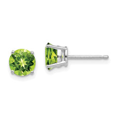 14k White Gold 6mm Round Peridot Post Earrings 14k White Gold 6mm Round Peridot Post Earrings