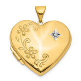 14k Diamond Floral 21mm Heart Family Locket Holds 4 Photos