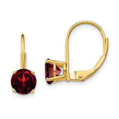 14k 6mm Round Garnet Leverback Earrings 14k 6mm Round Garnet Leverback Earrings