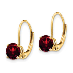 14k 6mm Round Garnet Leverback Earrings 14k 6mm Round Garnet Leverback Earrings