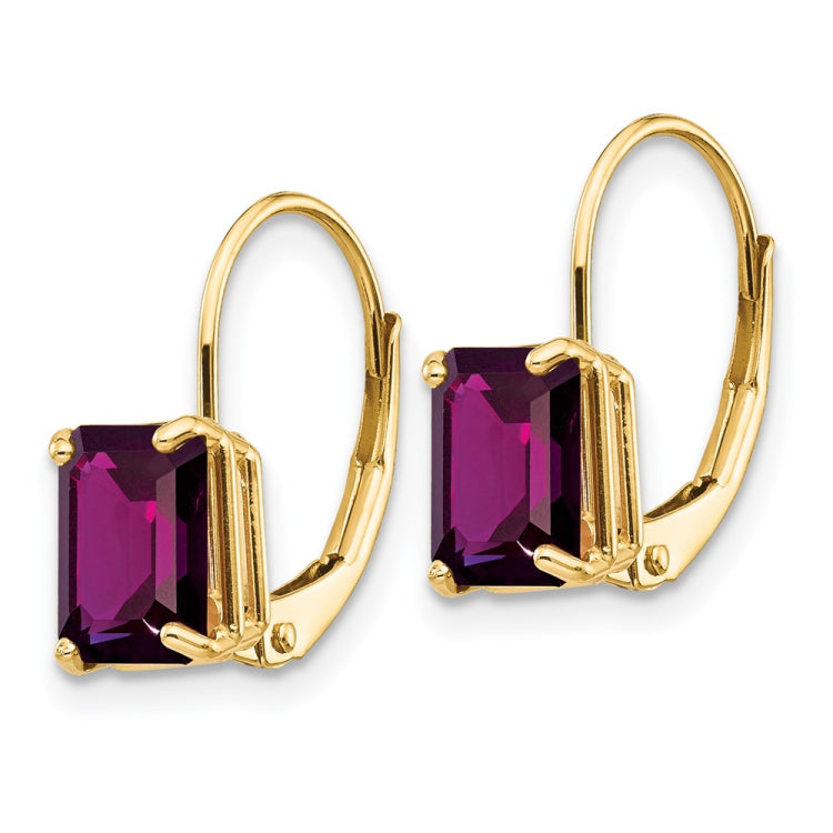 14k 7x5mm Emerald-cut Amethyst Leverback Earrings 14k 7x5mm Emerald-cut Amethyst Leverback Earrings