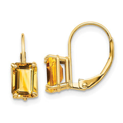 14k 7x5mm Emerald-cut Citrine Leverback Earrings 14k 7x5mm Emerald-cut Citrine Leverback Earrings