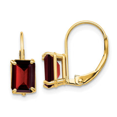 14k 7x5mm Emerald-Cut Garnet Leverback Earrings 14k 7x5mm Emerald-Cut Garnet Leverback Earrings