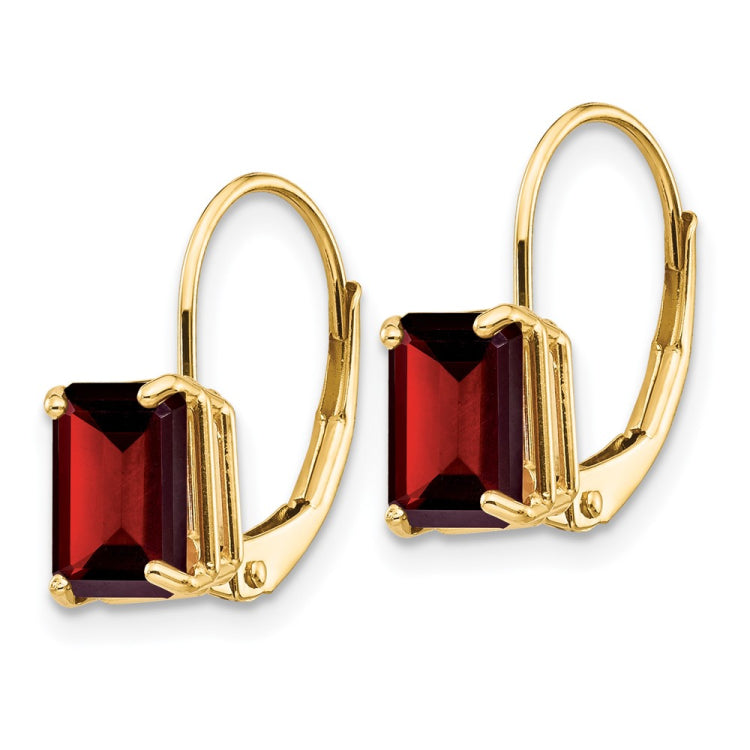 14k 7x5mm Emerald-Cut Garnet Leverback Earrings 14k 7x5mm Emerald-Cut Garnet Leverback Earrings