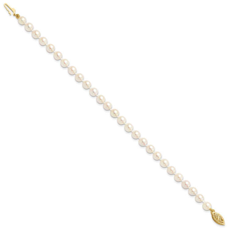 14k 5-6mm White Round Akoya Saltwater Cultured Pearl 7 inch Bracelet 14k 5-6mm White Round Akoya Saltwater Cultured Pearl 7 inch Bracelet