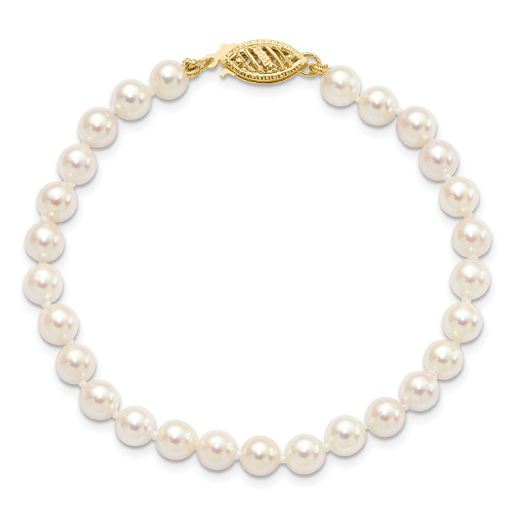 14k 5-6mm White Round Akoya Saltwater Cultured Pearl 7 inch Bracelet 14k 5-6mm White Round Akoya Saltwater Cultured Pearl 7 inch Bracelet