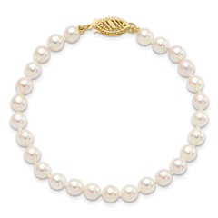 14k 5-6mm White Round Akoya Saltwater Cultured Pearl 7 inch Bracelet 14k 5-6mm White Round Akoya Saltwater Cultured Pearl 7 inch Bracelet