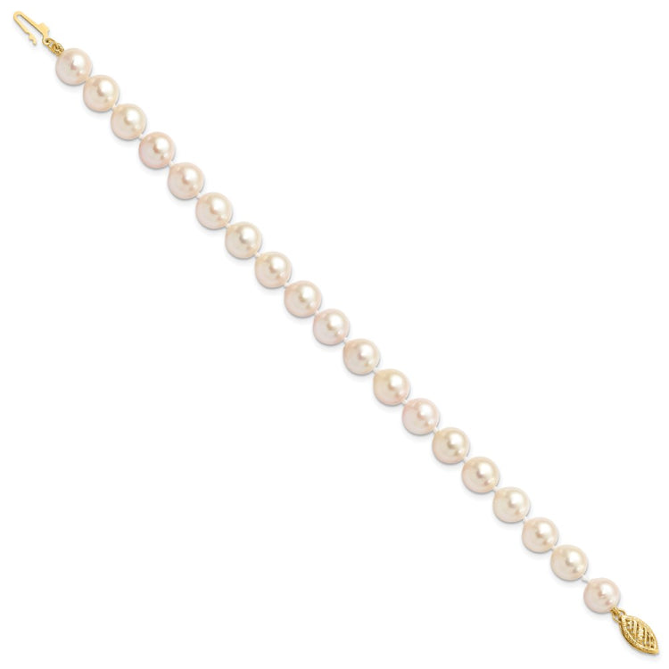 14k 7-8mm White Round Akoya Saltwater Cultured Pearl 7 inch Bracelet 14k 7-8mm White Round Akoya Saltwater Cultured Pearl 7 inch Bracelet