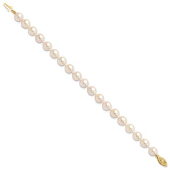 14k 7-8mm White Round Akoya Saltwater Cultured Pearl 7 inch Bracelet 14k 7-8mm White Round Akoya Saltwater Cultured Pearl 7 inch Bracelet