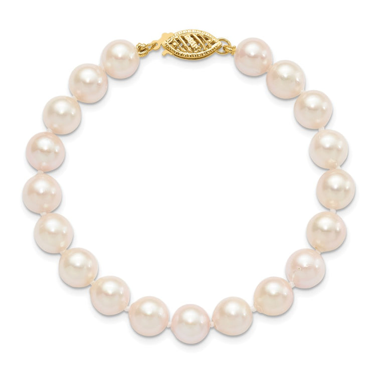 14k 7-8mm White Round Akoya Saltwater Cultured Pearl 7 inch Bracelet 14k 7-8mm White Round Akoya Saltwater Cultured Pearl 7 inch Bracelet