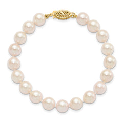 14k 7-8mm White Round Akoya Saltwater Cultured Pearl 7 inch Bracelet 14k 7-8mm White Round Akoya Saltwater Cultured Pearl 7 inch Bracelet