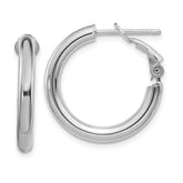 14k White Gold 3x22mm Polished Round Omega Back Tube Hoop Earrings