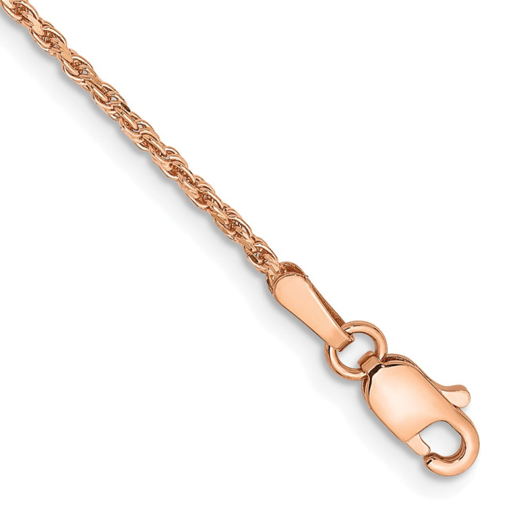 14K Rose Gold 10 inch 1.5mm Diamond-cut Man Made Rope with Lobster Clasp Anklet 14K Rose Gold 10 inch 1.5mm Diamond-cut Man Made Rope with Lobster Clasp Anklet