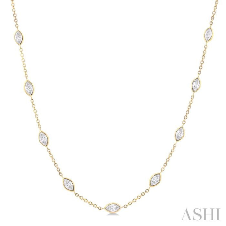 3 Ctw Marquise Cut Diamond Fashion Necklace in 14K Yellow Gold 3 Ctw Marquise Cut Diamond Fashion Necklace in 14K Yellow Gold