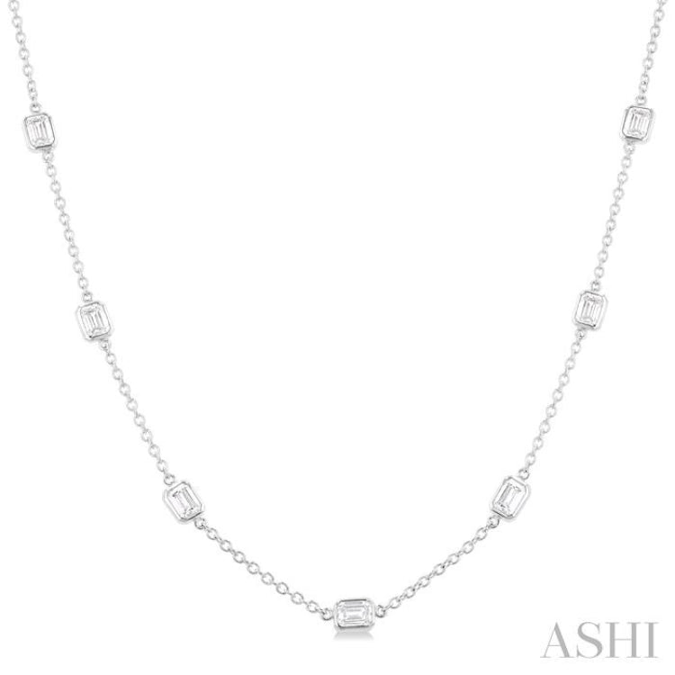 3 Ctw Emerald Cut Diamond Fashion Necklace in 14K White Gold 3 Ctw Emerald Cut Diamond Fashion Necklace in 14K White Gold