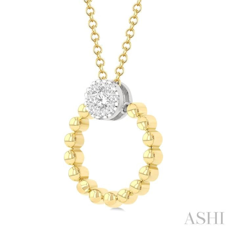 1/6 Ctw Round Cut Diamond Bead Shank Round Shape Lovebright Pendant With Chain in 10K Yellow and White Gold 1/6 Ctw Round Cut Diamond Bead Shank Round Shape Lovebright Pendant With Chain in 10K Yellow and White Gold