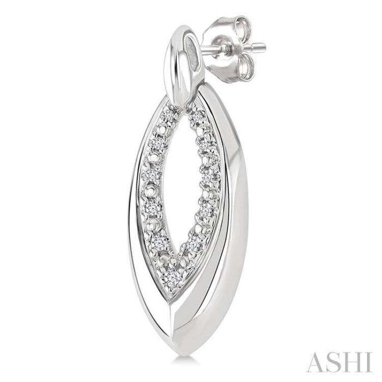 1/10 Ctw Marquise Shape Inner Link Single Cut Diamond Earrings in Sterling Silver 1/10 Ctw Marquise Shape Inner Link Single Cut Diamond Earrings in Sterling Silver