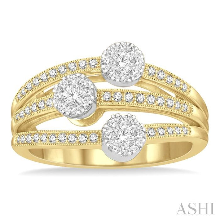 3/8 Ctw Split Top Tri Mount Lovebright Round Cut Diamond Ring in 14K Yellow & White Gold 3/8 Ctw Split Top Tri Mount Lovebright Round Cut Diamond Ring in 14K Yellow & White Gold