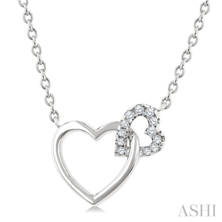 1/10 Ctw Round Cut Diamond Interlocked Heart Fashion Petite Pendant With Chain in 10K White Gold 1/10 Ctw Round Cut Diamond Interlocked Heart Fashion Petite Pendant With Chain in 10K White Gold
