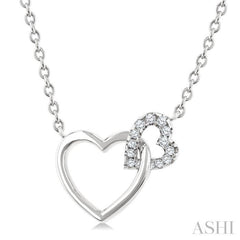1/10 Ctw Round Cut Diamond Interlocked Heart Fashion Petite Pendant With Chain in 10K White Gold 1/10 Ctw Round Cut Diamond Interlocked Heart Fashion Petite Pendant With Chain in 10K White Gold