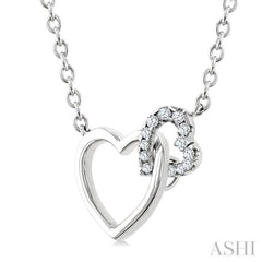 1/10 Ctw Round Cut Diamond Interlocked Heart Fashion Petite Pendant With Chain in 10K White Gold 1/10 Ctw Round Cut Diamond Interlocked Heart Fashion Petite Pendant With Chain in 10K White Gold