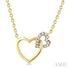 1/10 Ctw Round Cut Diamond Interlocked Heart Fashion Petite Pendant With Chain in 10K Yellow Gold 1/10 Ctw Round Cut Diamond Interlocked Heart Fashion Petite Pendant With Chain in 10K Yellow Gold